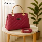 Premium Quilted Faux Leather Handbags With Golden METAL - Image 2