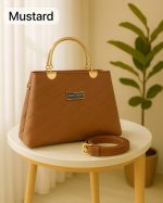 Premium Quilted Faux Leather Handbags With Golden METAL - Image 6